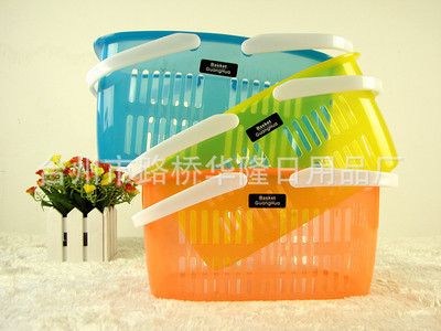 【廠家批發 塑料日用平 多用途 手提購物籃子 裝物品籃子 464】價格,廠家,圖片,家用購物籃、袋、車,臺州市路橋華隆日用品廠-
